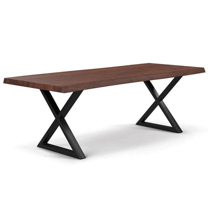 Brooks X Base Rectangular Dining Table-Dining Tables-Urbia-79"-Americano, Black-LOOMLAN