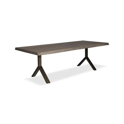 Brooks Y Base Rectangular Dining Table-Dining Tables-Urbia-79"-Sandblasted Grey, Brass-LOOMLAN