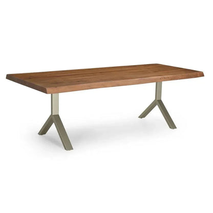 Brooks Y Base Rectangular Dining Table-Dining Tables-Urbia-116"-Americano, Pewter-LOOMLAN