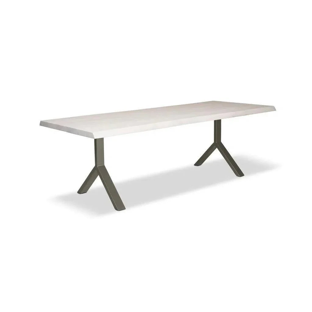 Brooks Y Base Rectangular Dining Table-Dining Tables-Urbia-79"-White Wash, Pewter-LOOMLAN