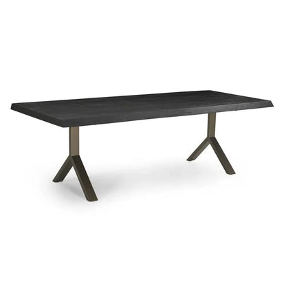 Brooks Y Base Rectangular Dining Table-Dining Tables-Urbia-116"-Ebonized, Brass-LOOMLAN
