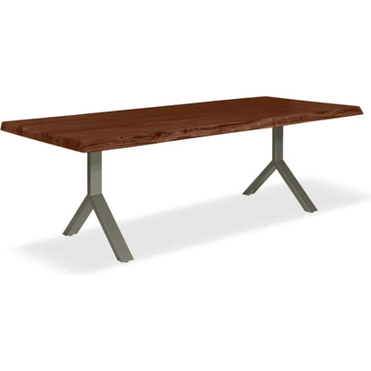 Brooks Y Base Rectangular Dining Table-Dining Tables-Urbia-92"-Americano, Pewter-LOOMLAN
