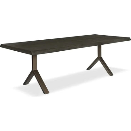 Brooks Y Base Rectangular Dining Table-Dining Tables-Urbia-92"-Ebonized, Brass-LOOMLAN