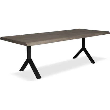 Brooks Y Base Rectangular Dining Table-Dining Tables-Urbia-92"-Sandblasted Grey, Black-LOOMLAN