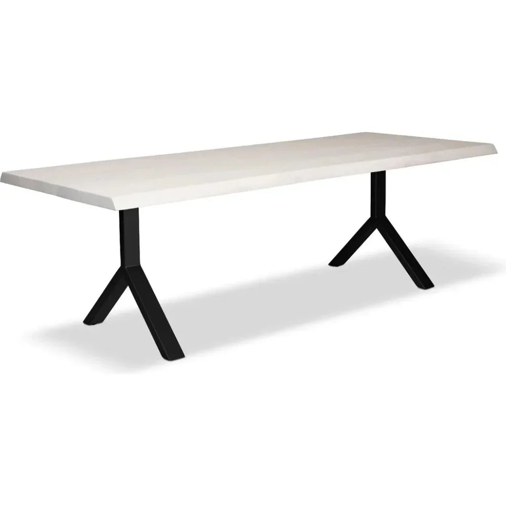 Brooks Y Base Rectangular Dining Table-Dining Tables-Urbia-92"-White Wash, Black-LOOMLAN