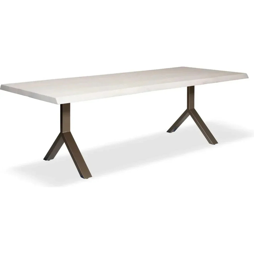 Brooks Y Base Rectangular Dining Table-Dining Tables-Urbia-92"-White Wash, Brass-LOOMLAN