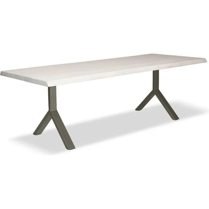 Brooks Y Base Rectangular Dining Table-Dining Tables-Urbia-92"-White Wash, Pewter-LOOMLAN