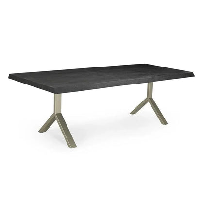 Brooks Y Base Rectangular Dining Table-Dining Tables-Urbia-116"-Ebonized, Pewter-LOOMLAN