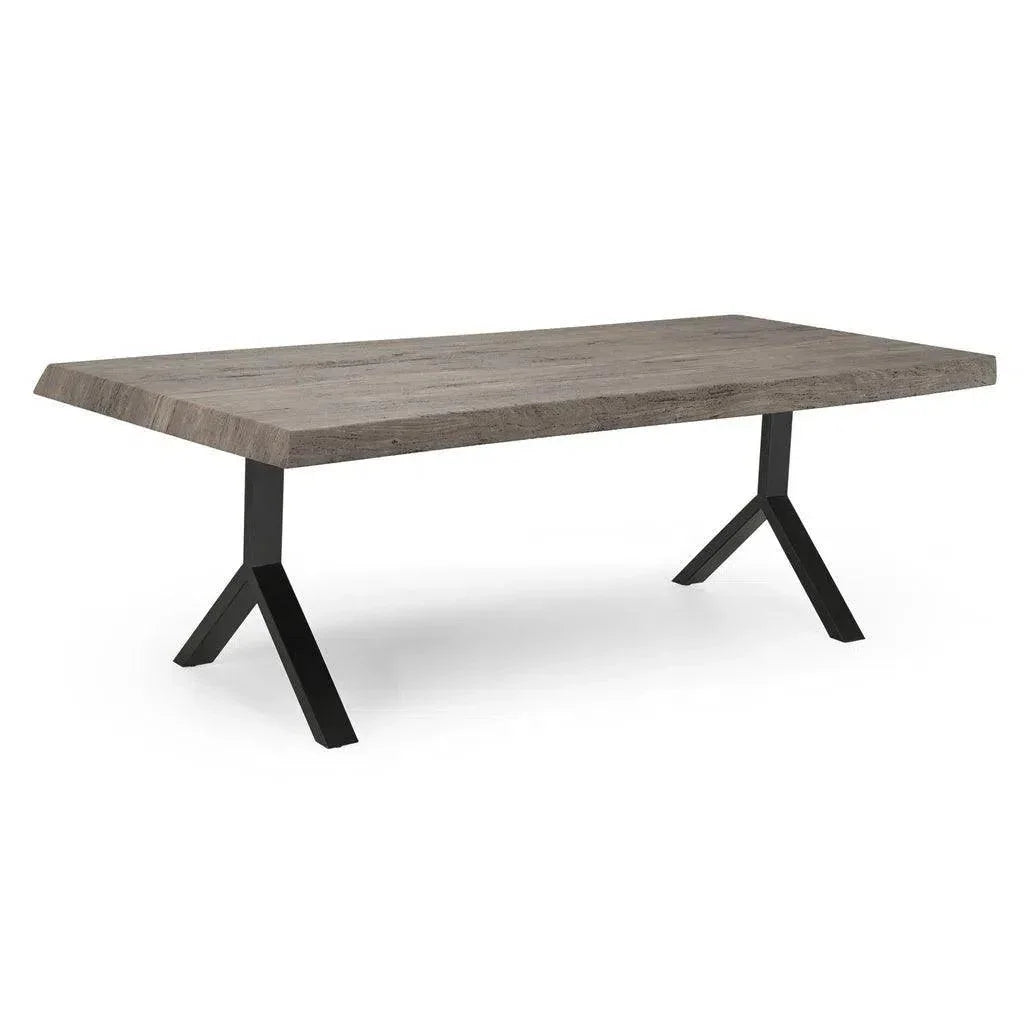 Brooks Y Base Rectangular Dining Table-Dining Tables-Urbia-116"-Sandblasted Grey, Black-LOOMLAN