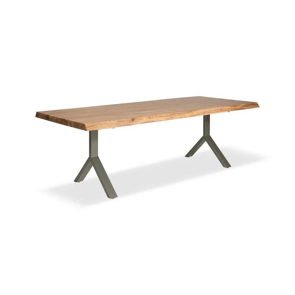 Brooks Y Base Rectangular Dining Table-Dining Tables-Urbia-116"-Teak, Pewter-LOOMLAN
