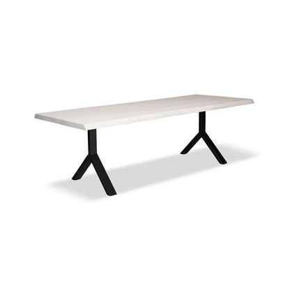 Brooks Y Base Rectangular Dining Table-Dining Tables-Urbia-116"-White Wash, Black-LOOMLAN
