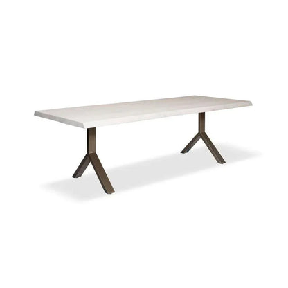 Brooks Y Base Rectangular Dining Table-Dining Tables-Urbia-116"-White Wash, Brass-LOOMLAN