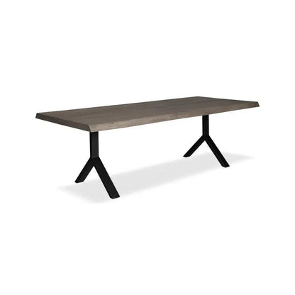 Brooks Y Base Rectangular Dining Table-Dining Tables-Urbia-79"-Sandblasted Grey, Black-LOOMLAN