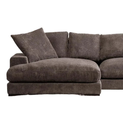 Brown Corduroy Reversible Sectional Chaise-Modular Sofas-Moe's Home-LOOMLAN