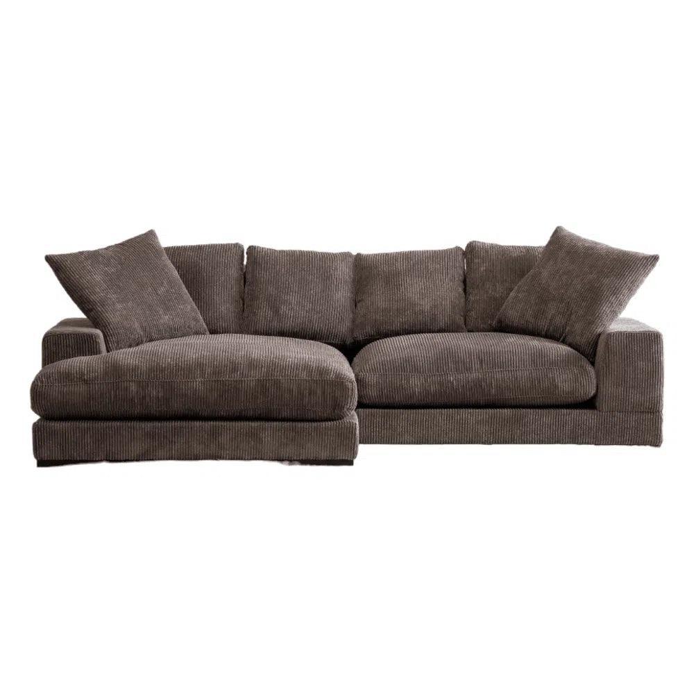 Brown Corduroy Reversible Sectional Chaise-Modular Sofas-Moe's Home-LOOMLAN