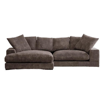 Brown Corduroy Reversible Sectional Chaise-Modular Sofas-Moe's Home-LOOMLAN