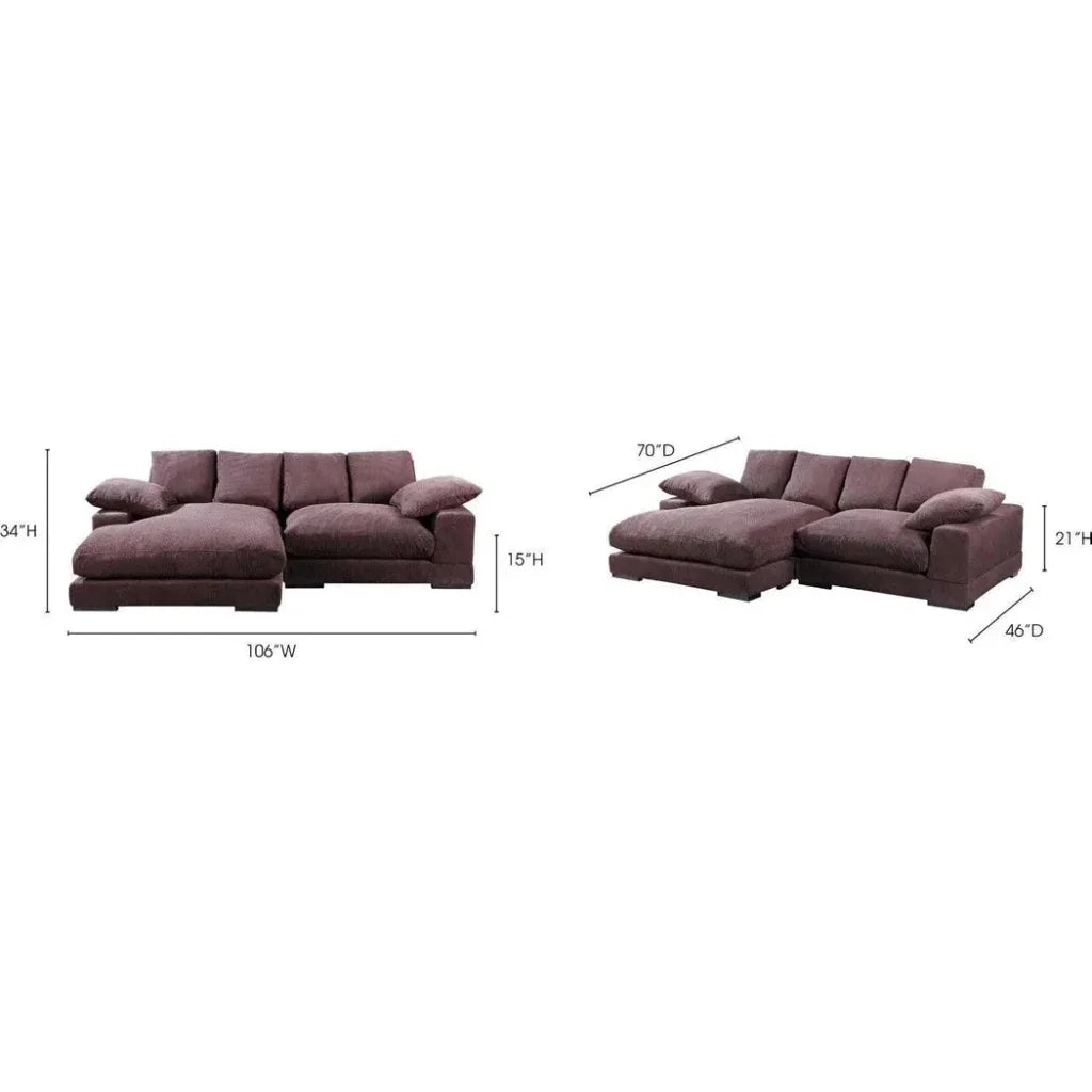 Brown Corduroy Reversible Sectional Chaise-Modular Sofas-Moe's Home-LOOMLAN