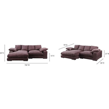 Brown Corduroy Reversible Sectional Chaise-Modular Sofas-Moe's Home-LOOMLAN
