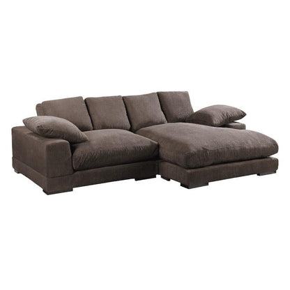 Brown Corduroy Reversible Sectional Chaise-Modular Sofas-Moe's Home-LOOMLAN
