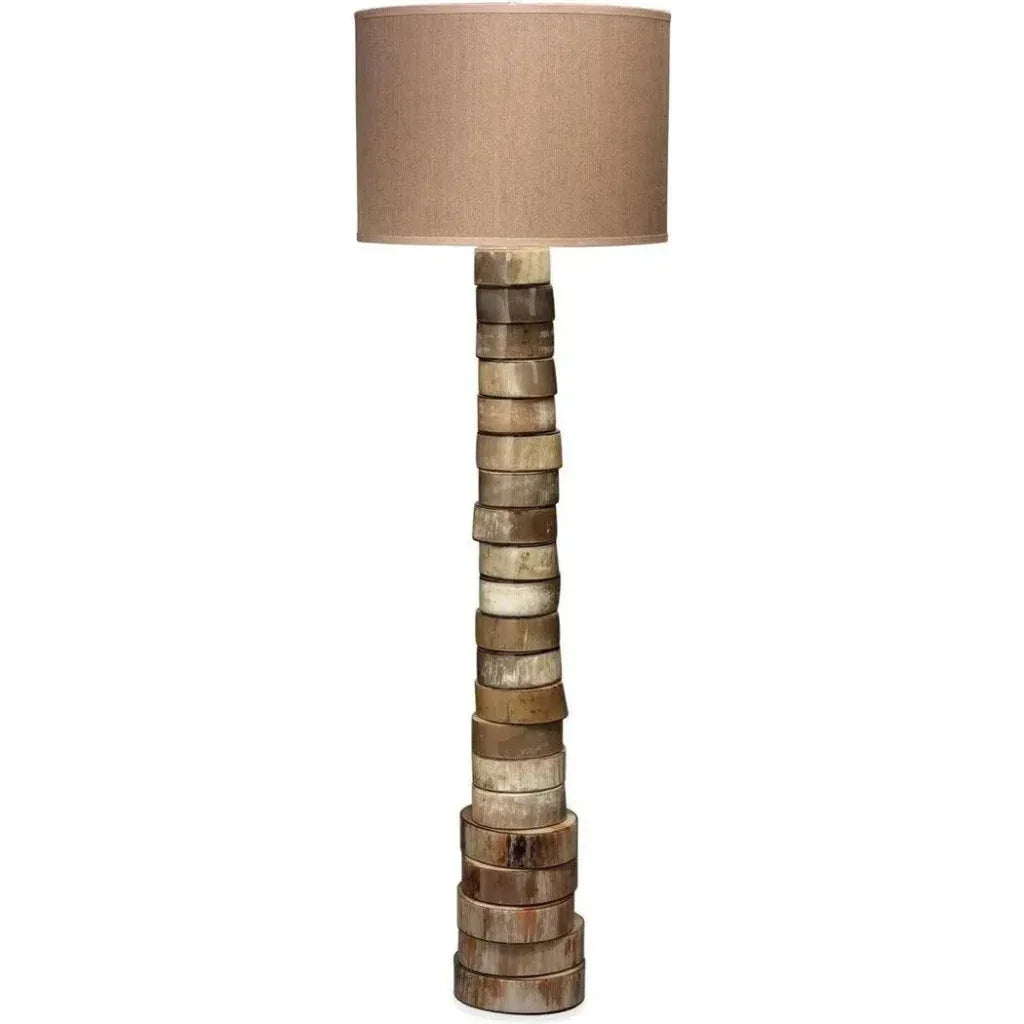 Brown Faux Buffalo Horn Stacked Floor Lamp-Floor Lamps-Jamie Young-LOOMLAN