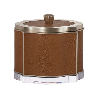 Brown Faux Shagreen Decorative Box