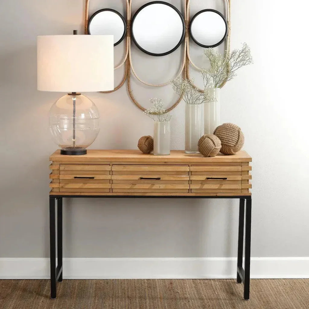 Brown Fir Wood Iron Logan Console - LOOMLAN - Jamie Young - Console Tables