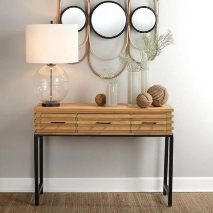 Brown Fir Wood Iron Logan Console - LOOMLAN - Jamie Young - Console Tables