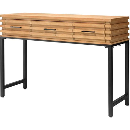 Brown Fir Wood Iron Logan Console - LOOMLAN - Jamie Young - Console Tables