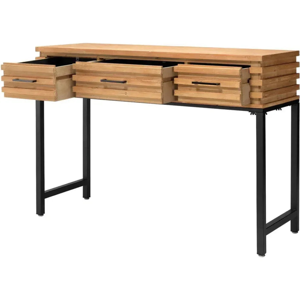 Brown Fir Wood Iron Logan Console - LOOMLAN - Jamie Young - Console Tables