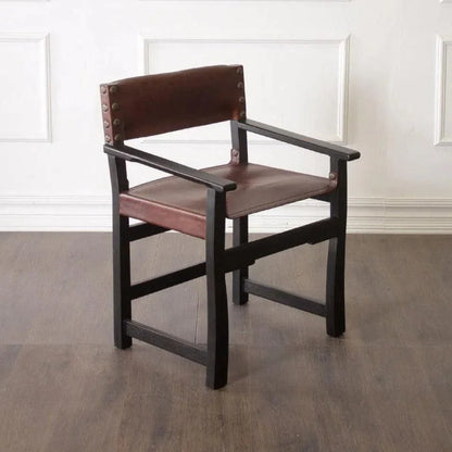 Brown Leather Dining Chair Taura With Arms - LOOMLAN - Peninsula Home - Dining Chairs