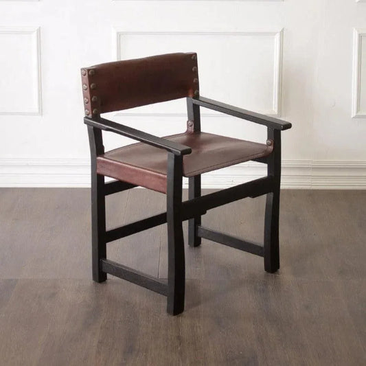Brown Leather Dining Chair Taura With Arms - LOOMLAN - Peninsula Home - Dining Chairs