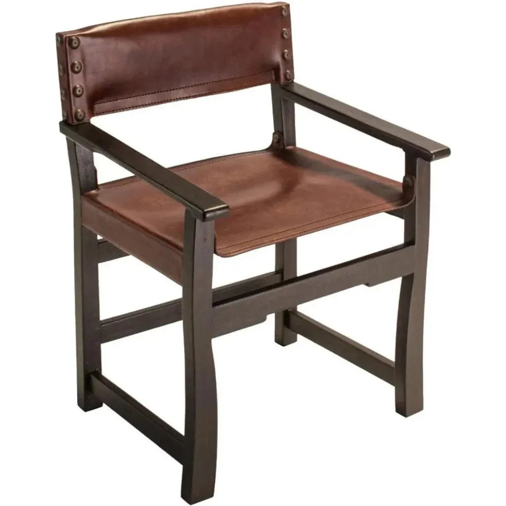 Brown Leather Dining Chair Taura With Arms - LOOMLAN - Peninsula Home - Dining Chairs
