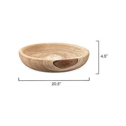Brown Paulownia Wood Laurel Wooden Bowl - LOOMLAN - Jamie Young - Boxes & Bowls