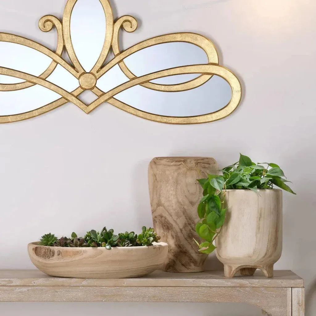 Brown Paulownia Wood Laurel Wooden Bowl - LOOMLAN - Jamie Young - Boxes & Bowls