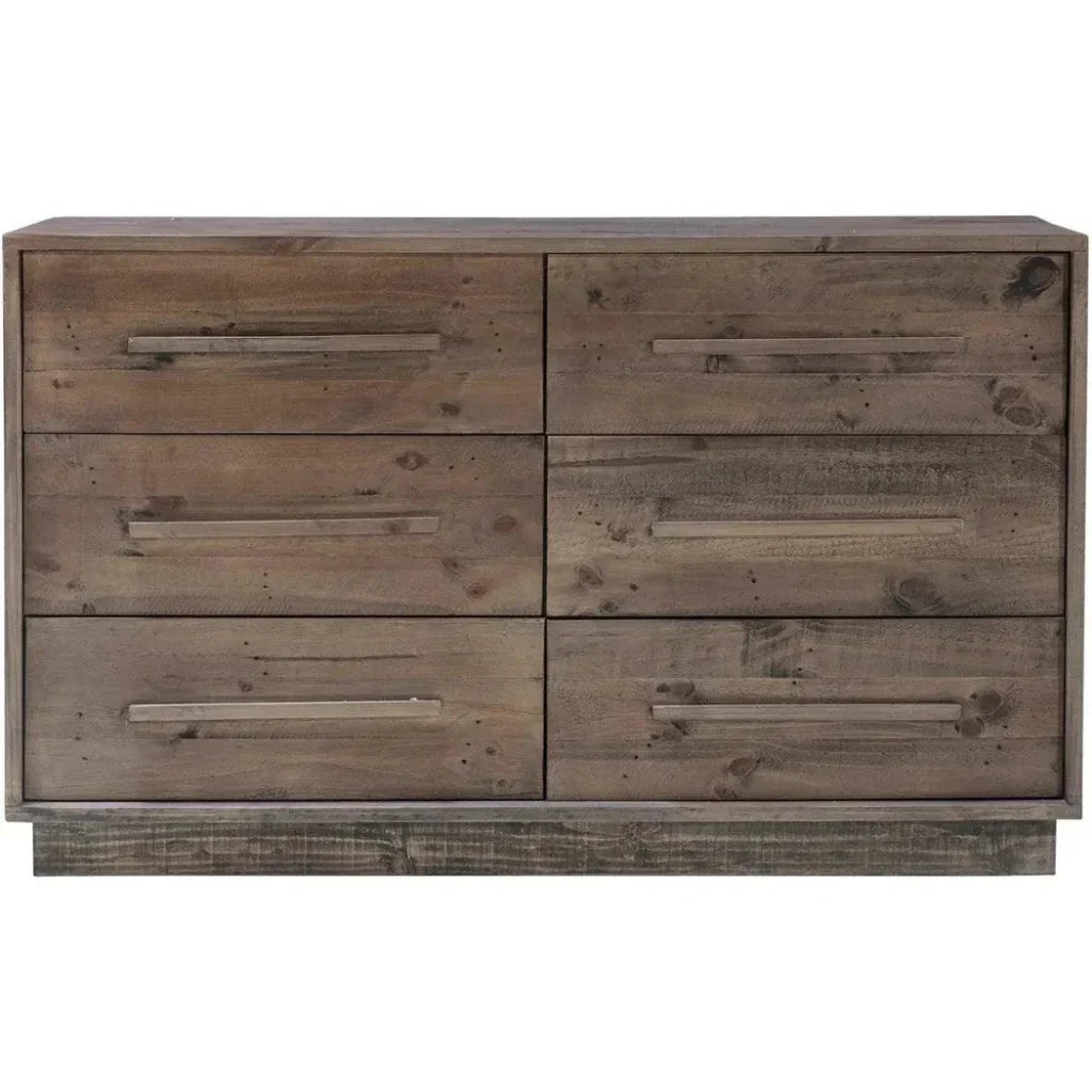 Brown Reclaimed Solid Wood Nevada 6 Drawer Dresser - LOOMLAN - LH Imports - Dressers