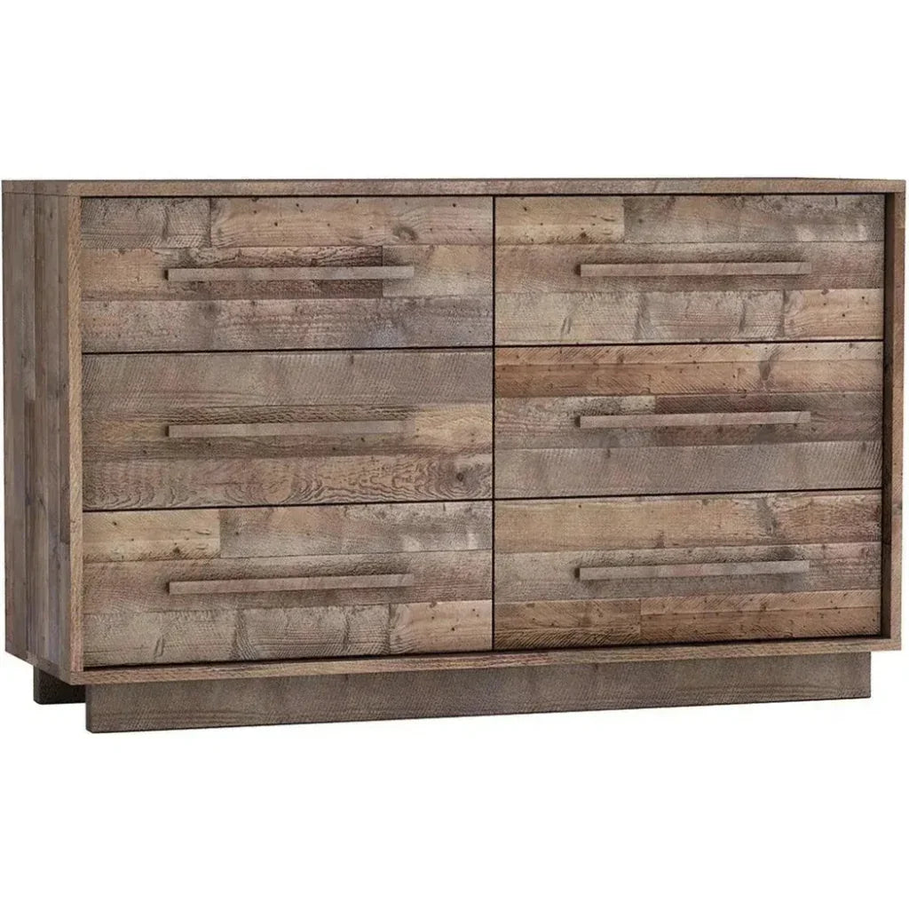 Brown Reclaimed Solid Wood Nevada 6 Drawer Dresser - LOOMLAN - LH Imports - Dressers