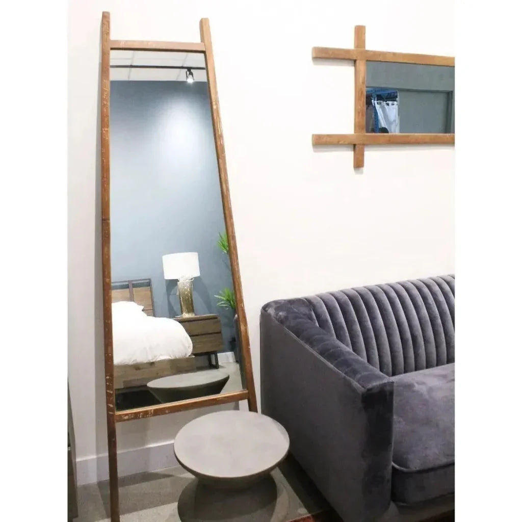 Brown Rectangle Floor Mirror Wood D-Bodhi Collection-Floor Mirrors-LH Imports-LOOMLAN