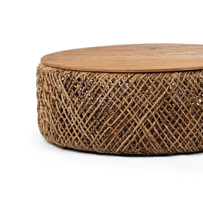 Brown Round Coffee Table Storage Wood Wood Base - LOOMLAN - LH Imports - Coffee Tables
