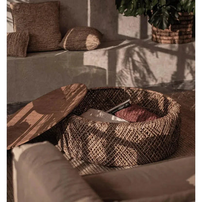 Brown Round Coffee Table Storage Wood Wood Base - LOOMLAN - LH Imports - Coffee Tables