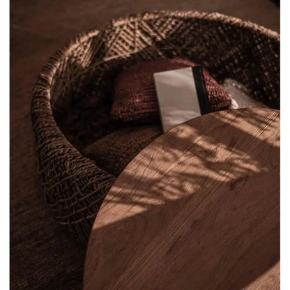 Brown Round Coffee Table Storage Wood Wood Base - LOOMLAN - LH Imports - Coffee Tables