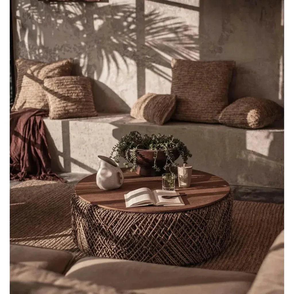 Brown Round Coffee Table Storage Wood Wood Base - LOOMLAN - LH Imports - Coffee Tables