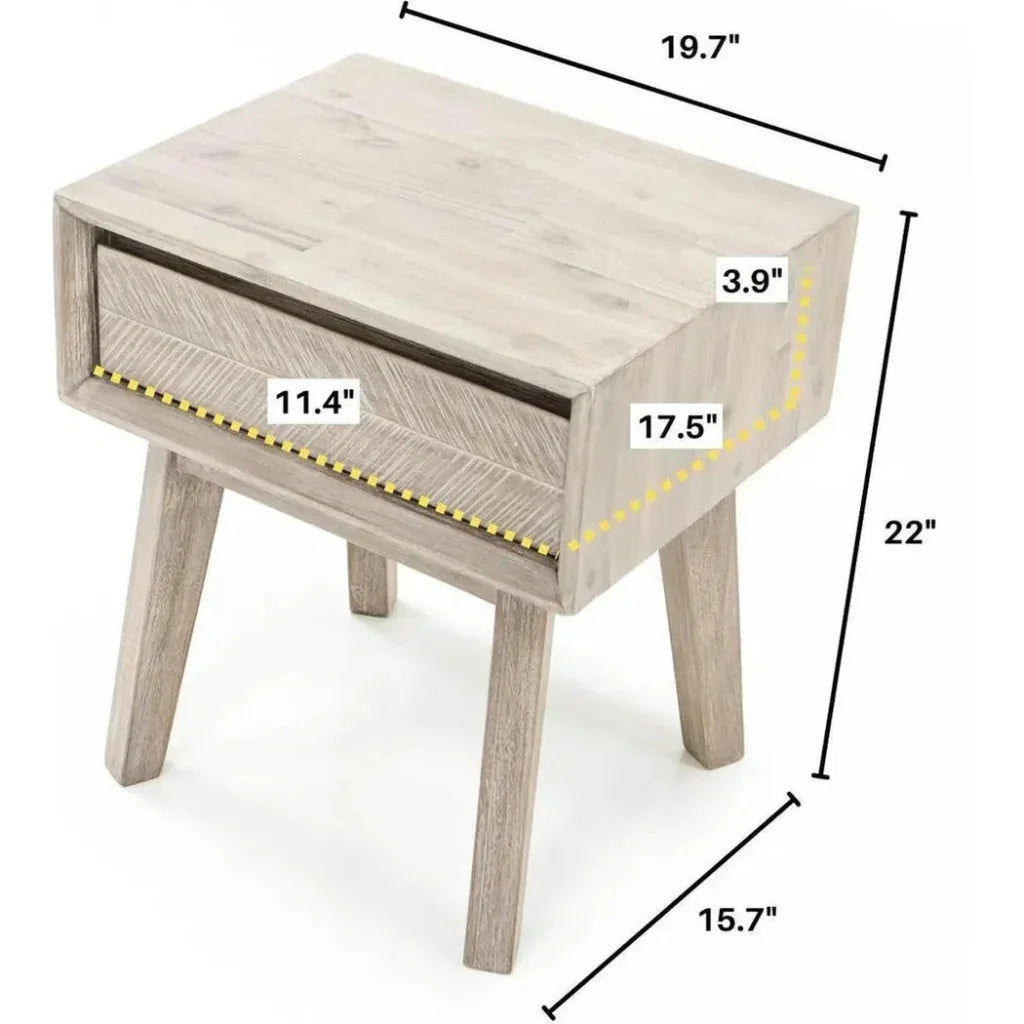 Brown Solid Wood Gia 1 Drawer Nightstand - LOOMLAN - LH Imports - Nightstands