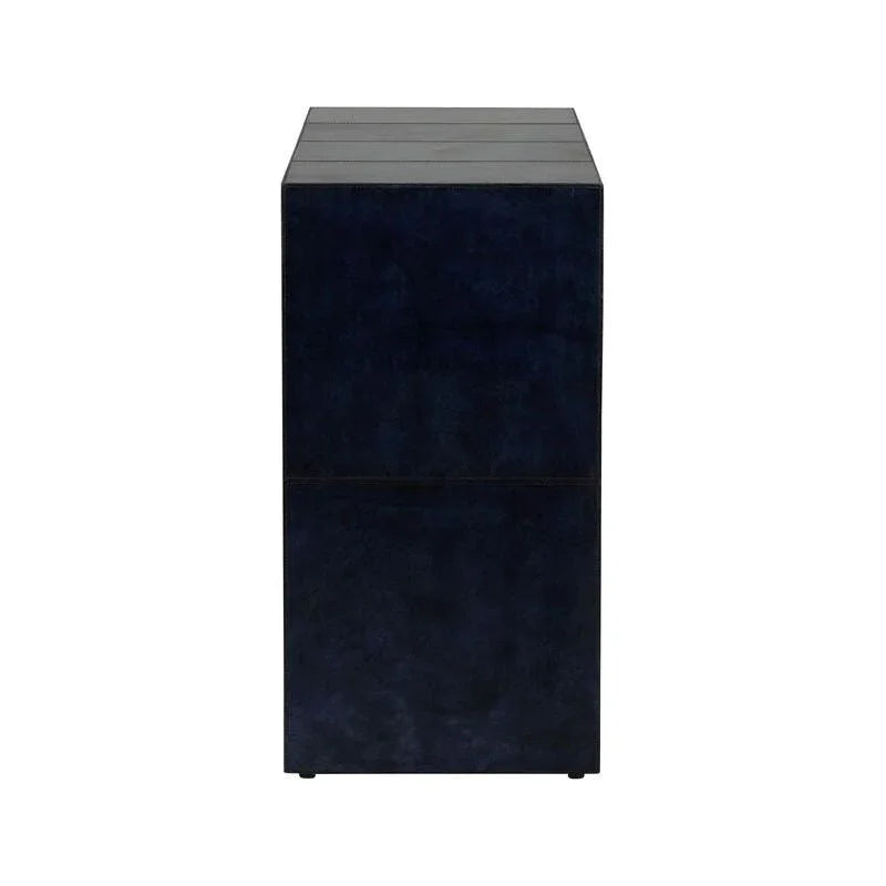 Bruce Blue Leather Warpped Console Table - LOOMLAN - Wildwood - Console Tables
