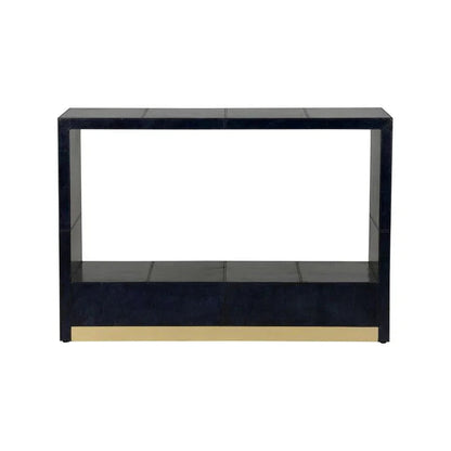 Bruce Blue Leather Warpped Console Table - LOOMLAN - Wildwood - Console Tables