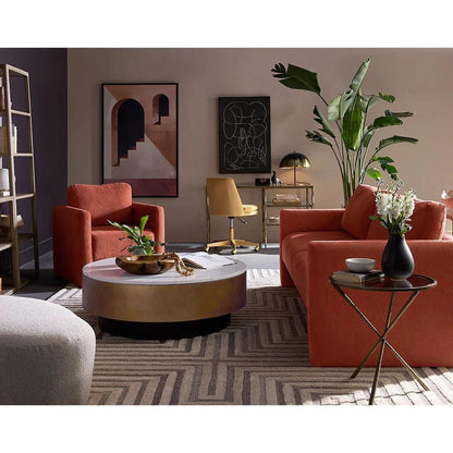 Bruna Desk With Top & Antique Brass Finish-Home Office Desks-SUNPAN-LOOMLAN