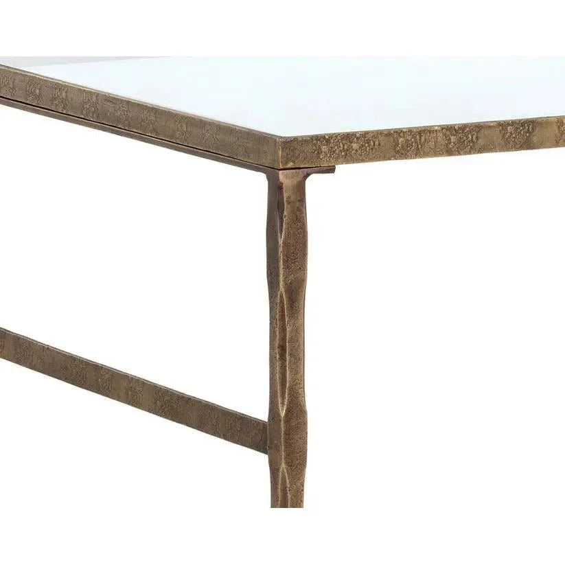 Bruna Desk With Top & Antique Brass Finish-Home Office Desks-SUNPAN-LOOMLAN