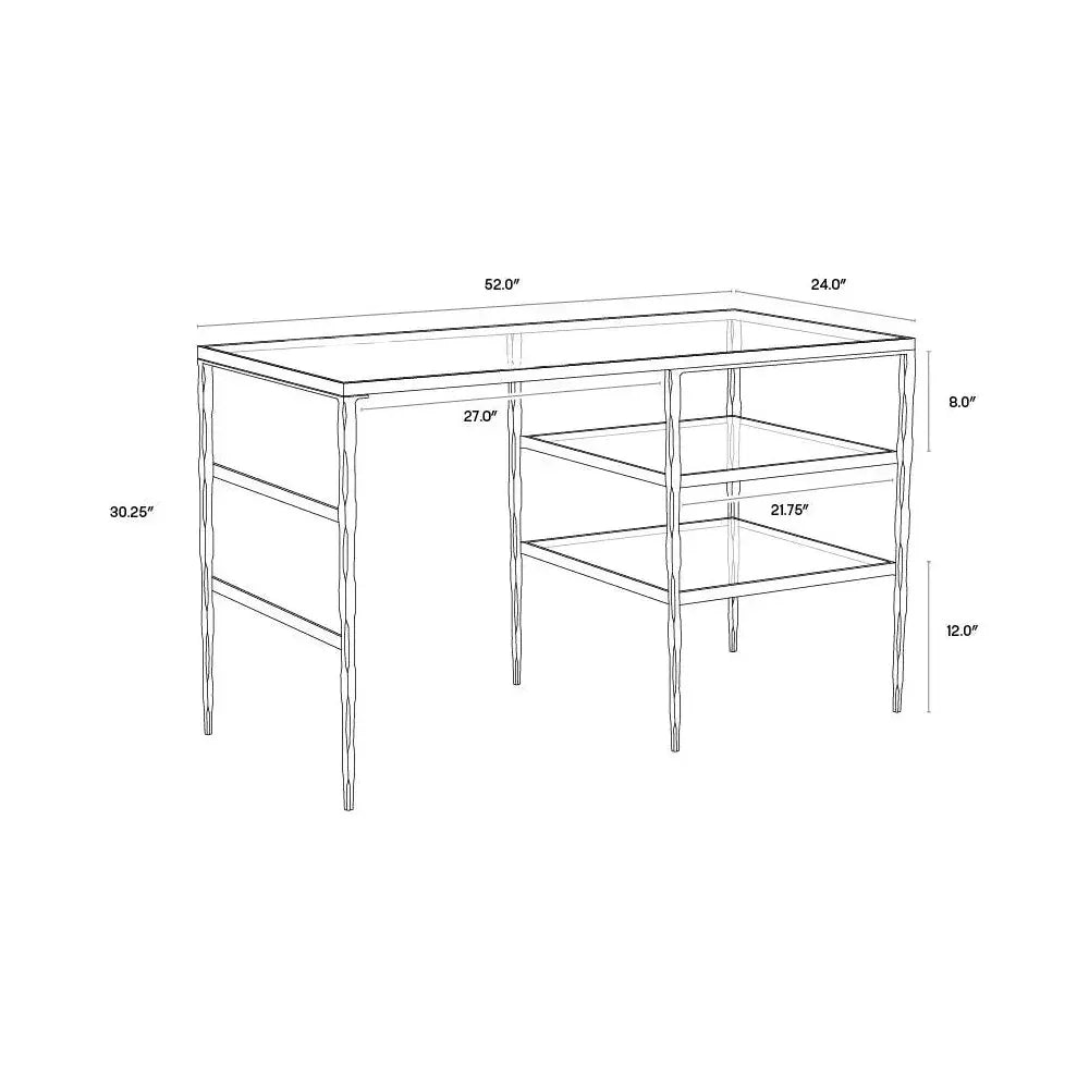 Bruna Desk With Top & Antique Brass Finish-Home Office Desks-SUNPAN-LOOMLAN