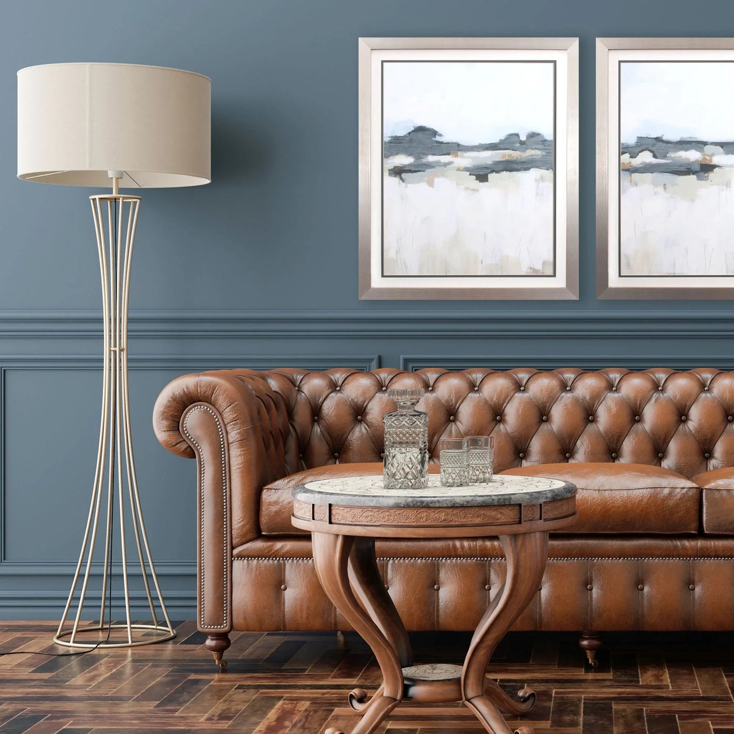 Brush Badlands Blue Framed Wall Art