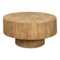 Brutus Barnwood Round Coffee Table Drawers Round Block - LOOMLAN - Sarreid - Coffee Tables