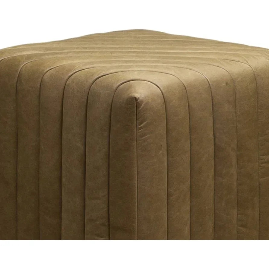 Bryant Leather Finish Cube Ottoman - LOOMLAN - Ottomans
